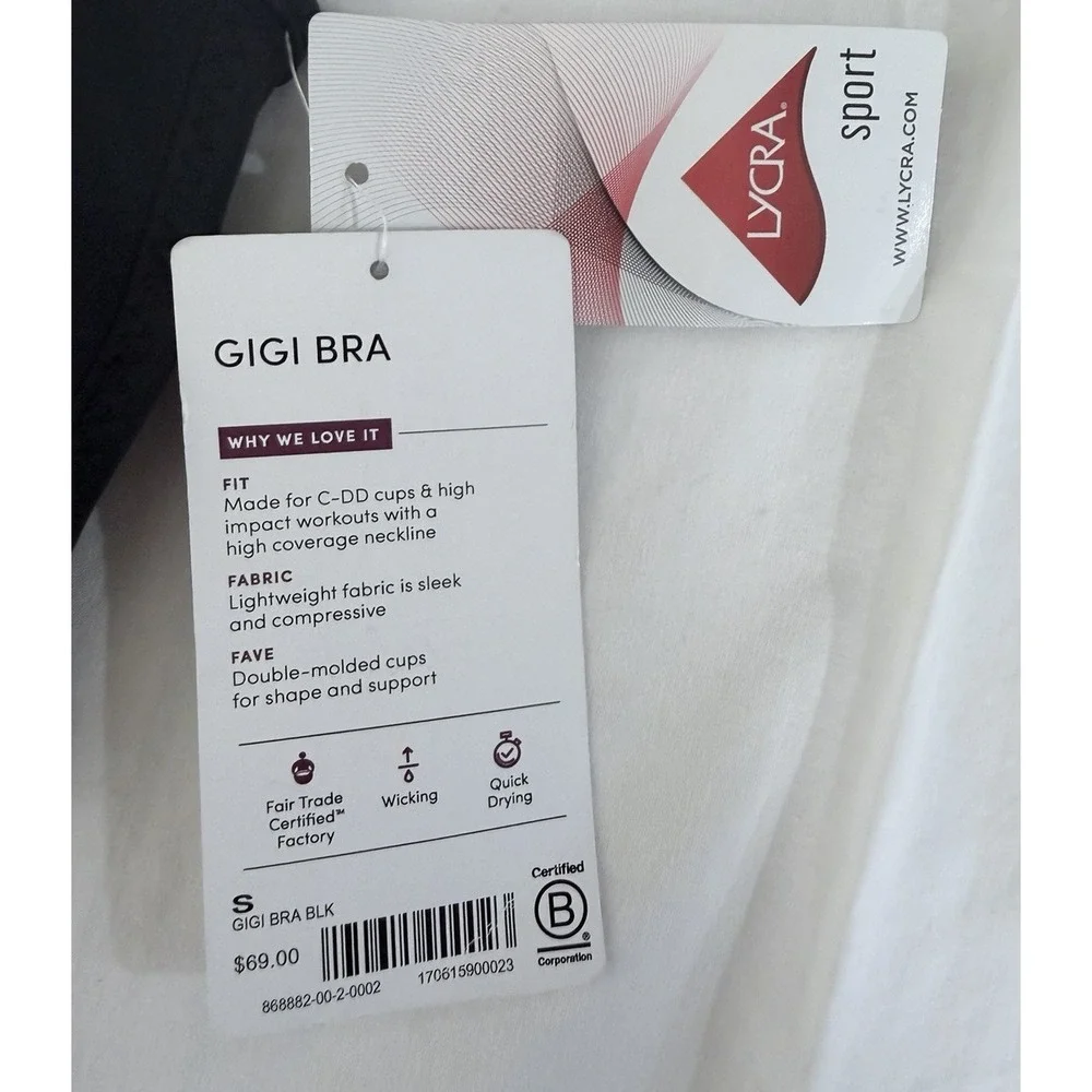 NWT $69 Athleta Gigi Sports Bra Black‎ Size S High Impact Fitness Athletic